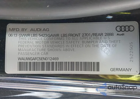 2014 Audi A7 3.0T Premium Plus z USA, uszkodzony, nr VIN WAUWGAFC5EN012469